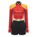 Circus Ringmaster Majorette Costume Set - Sequined Bodysuit with Hat & Wand