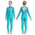 Girls Rhinestone Figure Skating Jumpsuit - Backless Gymnastic Leotard