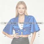 Women's Victorian Satin Cropped Blazer - Flounce Sleeve Rave Coat