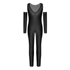 Girls' Sparkle Rhinestone Gymnastics Unitard - Ruched Mesh Jumpsuit