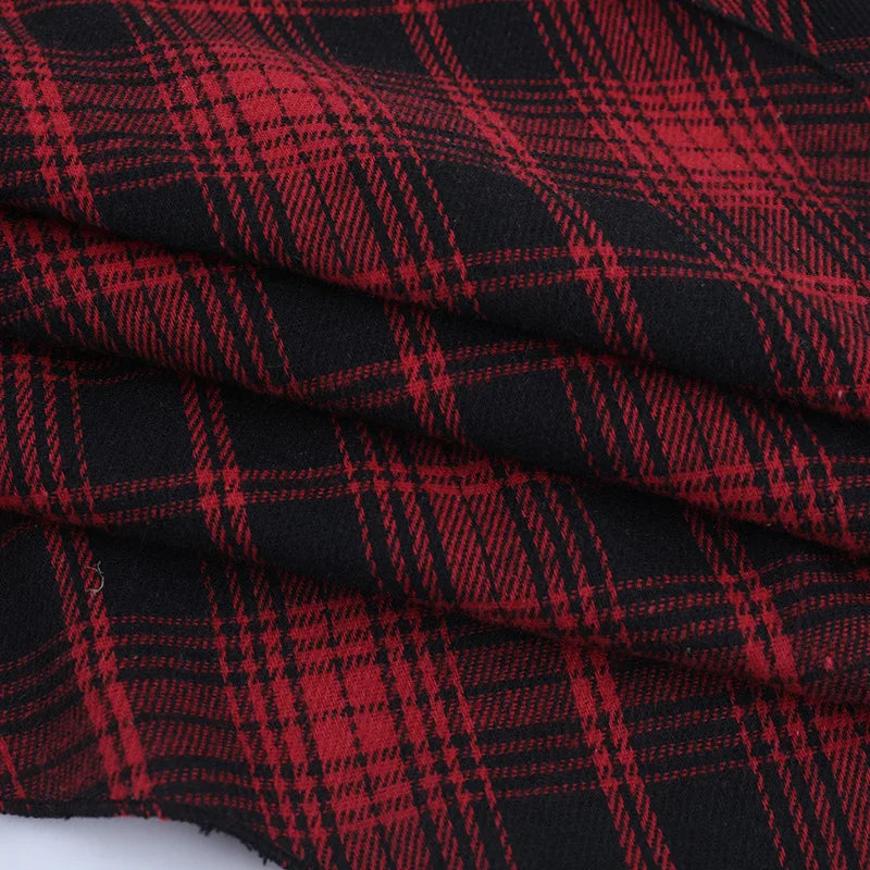 Dark Mall Goth Plaid Asymmetrical Belted Mini Skirt