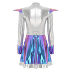 Women's Metallic Shiny Alien Astronaut Costume - Robot Dress