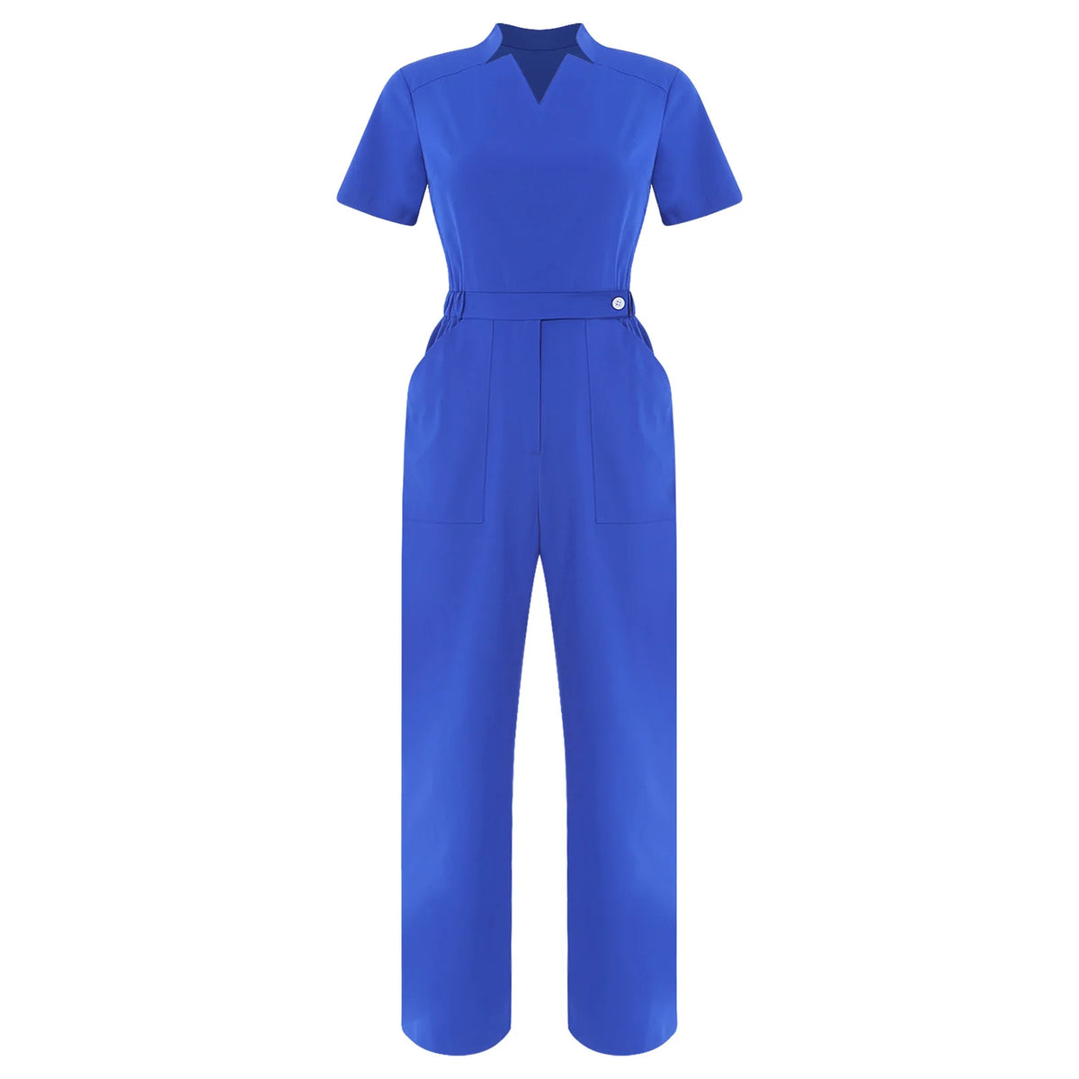 Women's Professional Scrub Jumpsuit - V-Neck Multi-Pocket Uniform