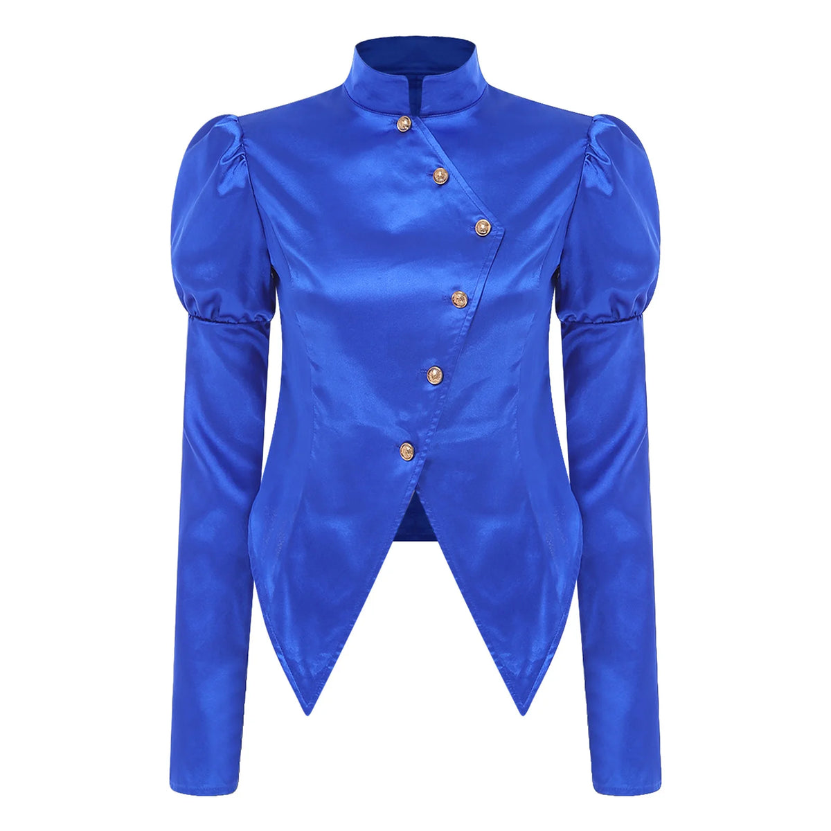 Women's Victorian Circus Ringmaster Satin Blazer - Puff Sleeve Top