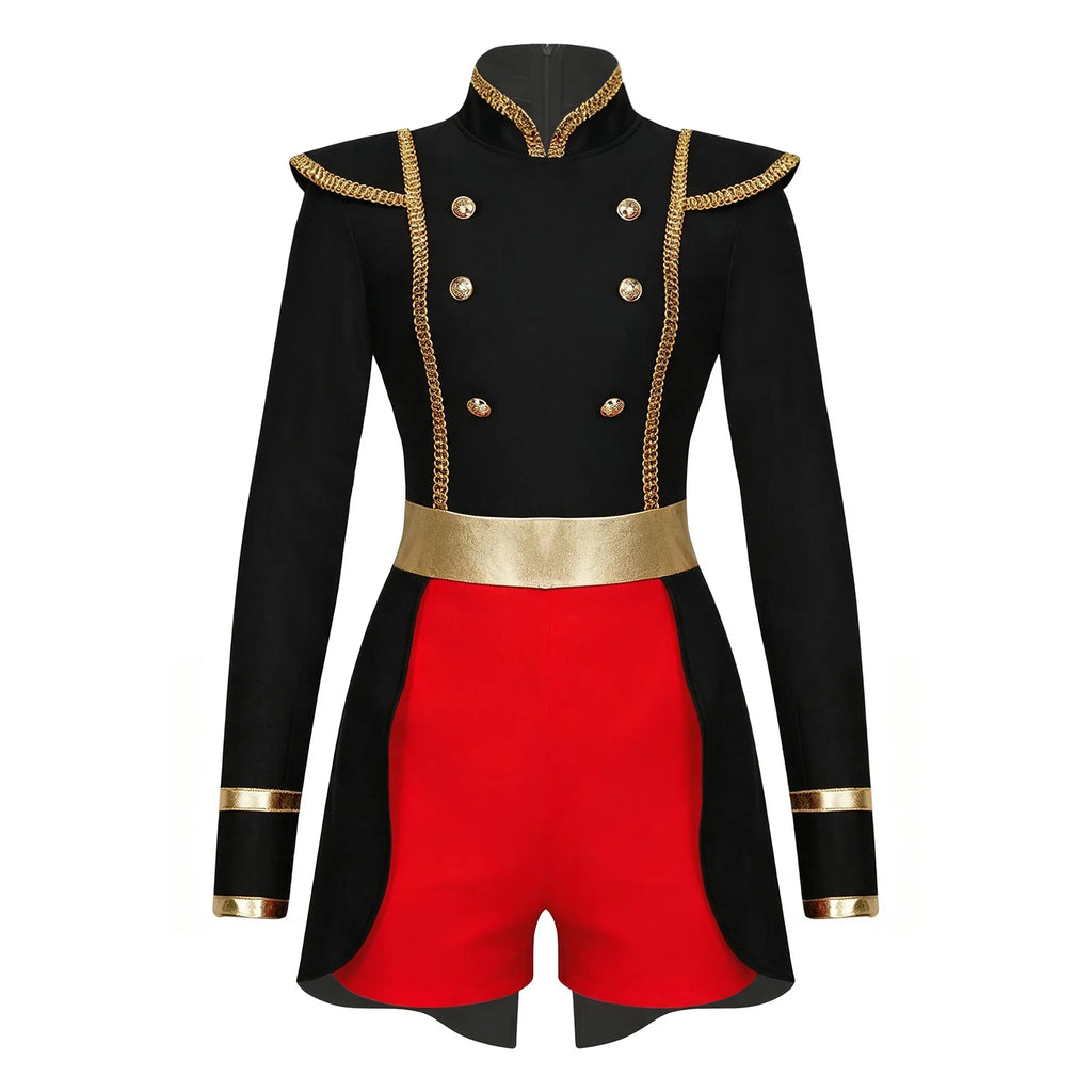 Women's Ringmaster Swallowtail Jumpsuit - Gold Trim Bodysuit