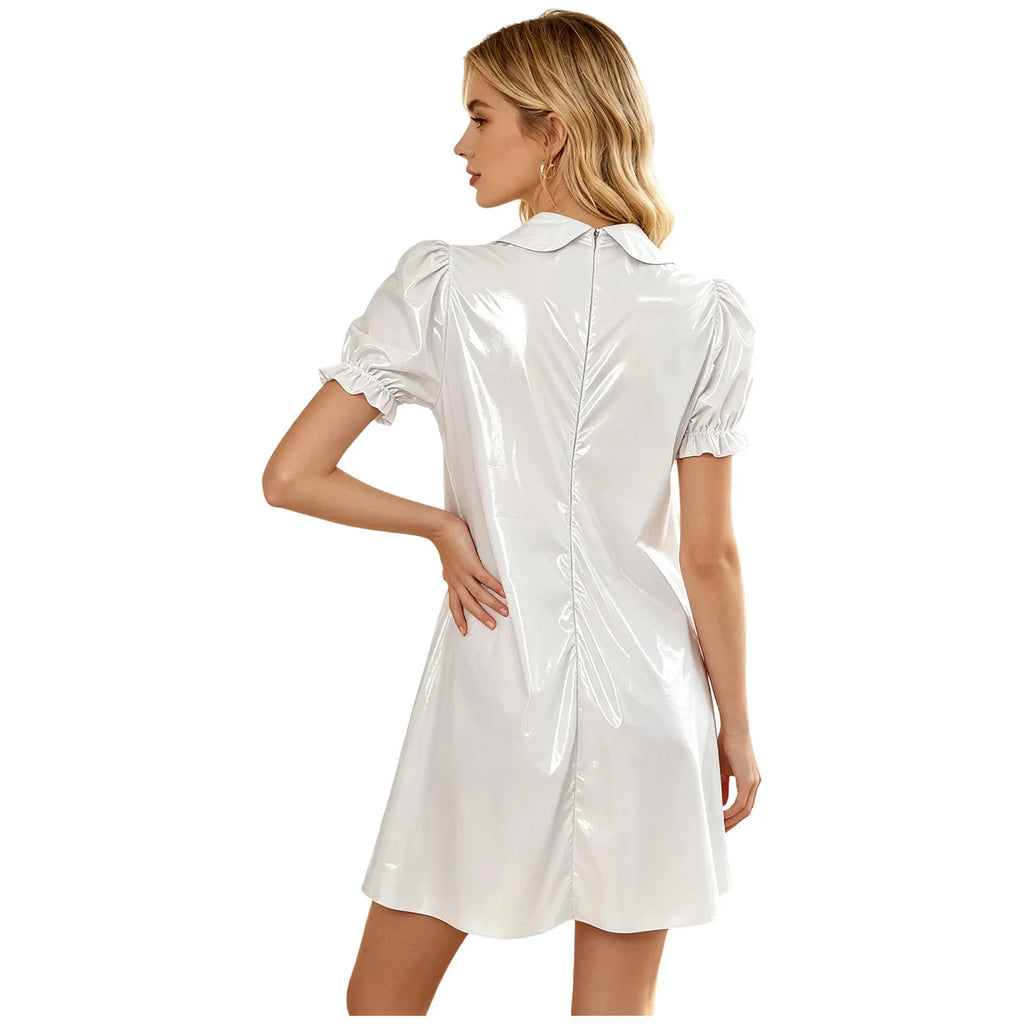 Women's Victorian Empire Waist Sleep Dress - Puff Sleeve Nightgown
