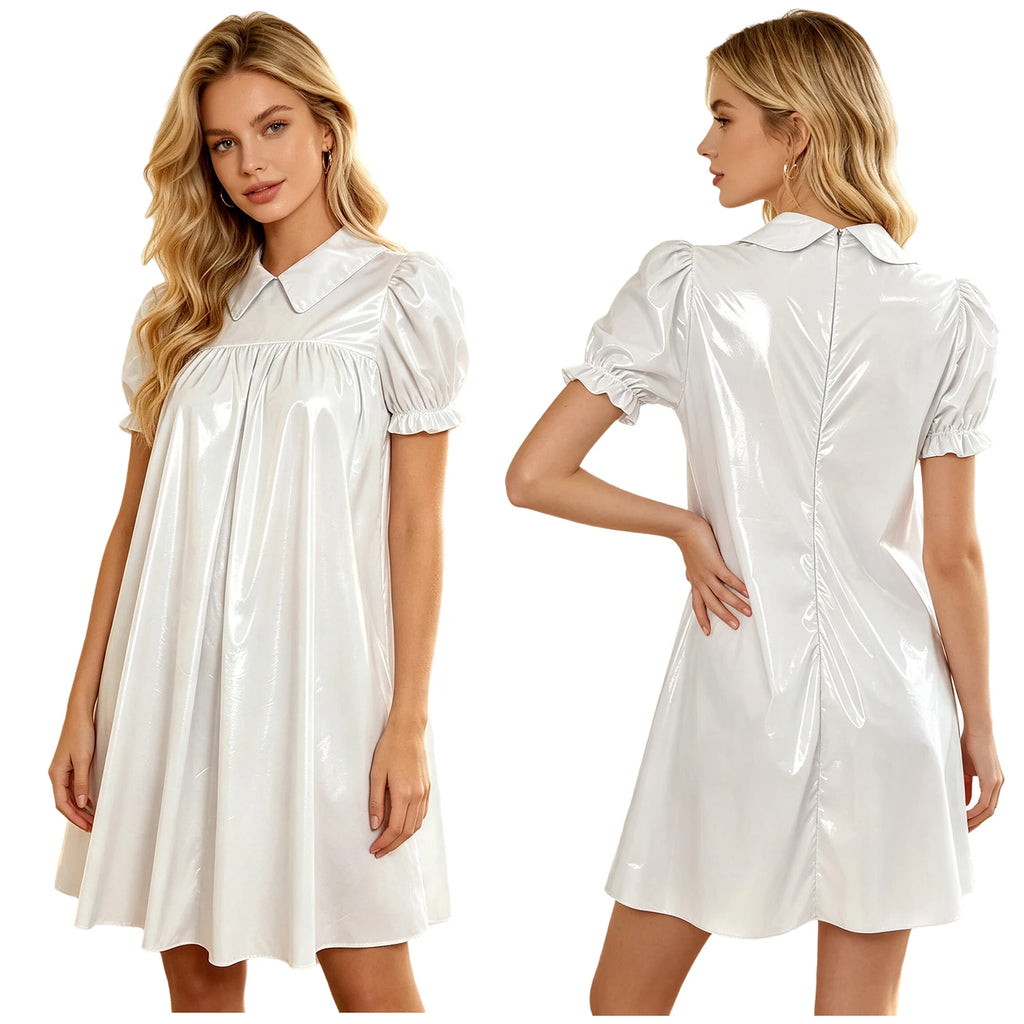 Women's Victorian Empire Waist Sleep Dress - Puff Sleeve Nightgown
