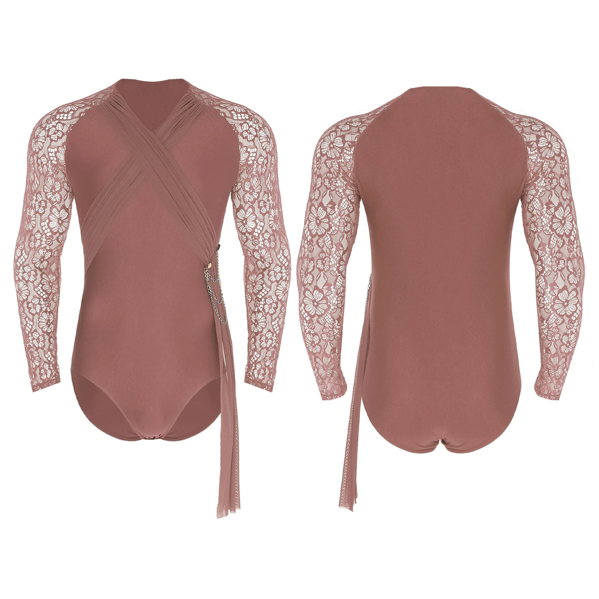 Men's Rhinestone Latin Dance Leotard - Skating & Ballroom Shirt