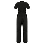 Women's Professional Scrub Jumpsuit - V-Neck Multi-Pocket Uniform