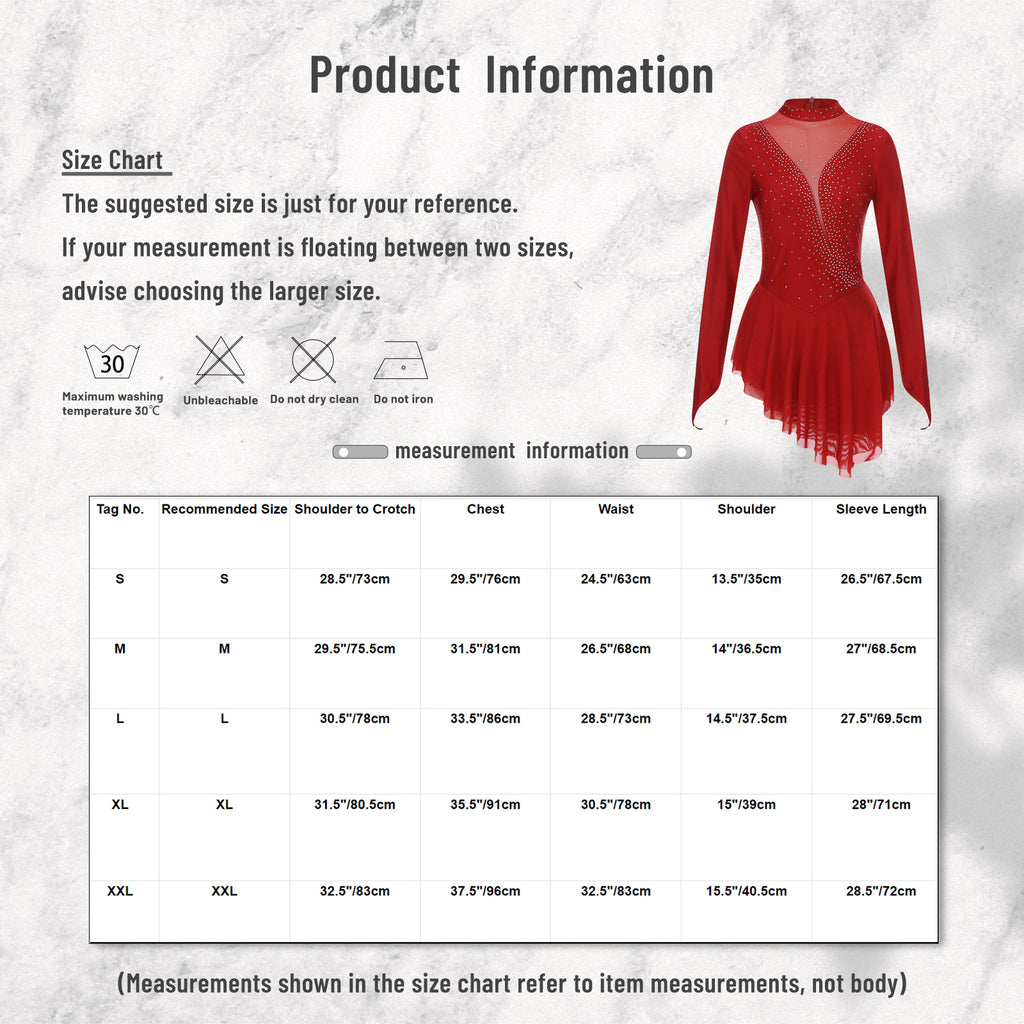 Women's Rhinestone Figure Skating Dress - Ruffled Lyrical Costume