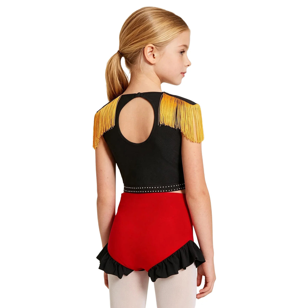 Girls Circus Ringmaster Costume Set - Crop Top & Ruffled Shorts