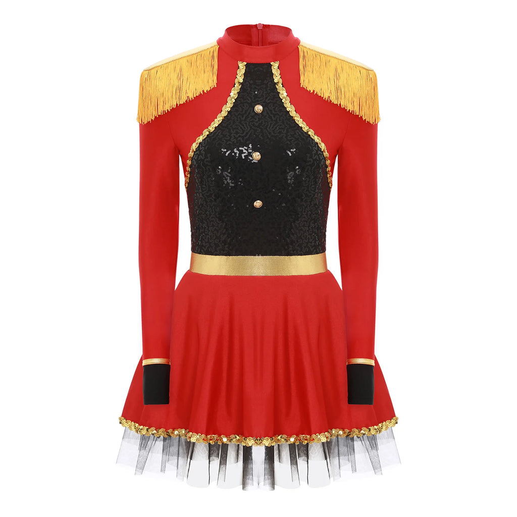 Circus Ringmaster Sequined Bodysuit - Fringe Shoulder Costume Dress