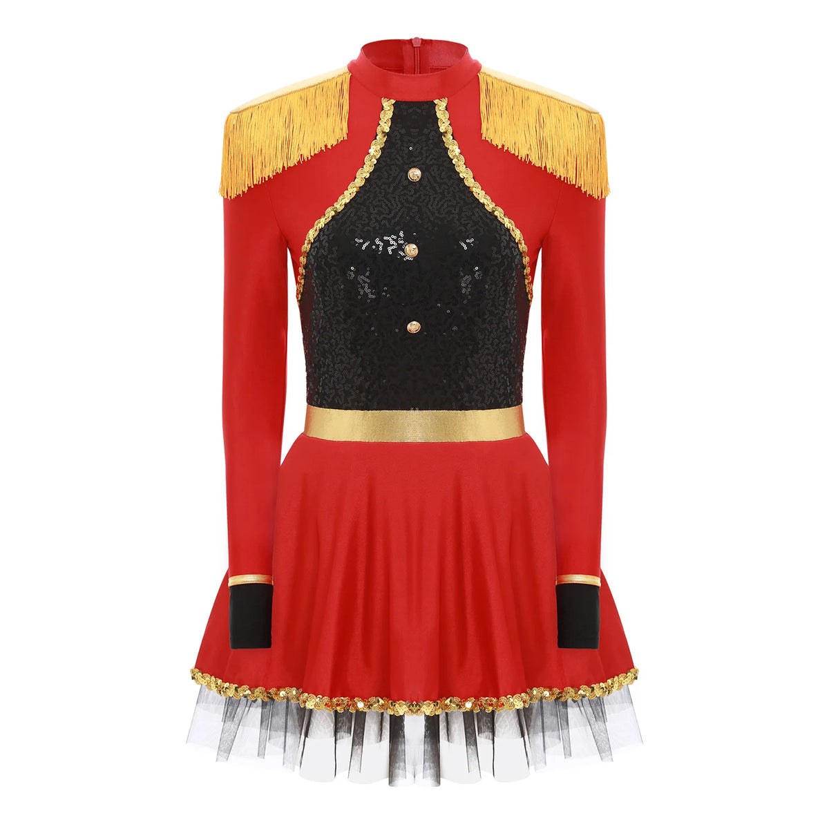 Circus Ringmaster Sequined Bodysuit - Fringe Shoulder Costume Dress