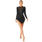 Women's Rhinestone Figure Skating Dress - Ruffled Lyrical Costume