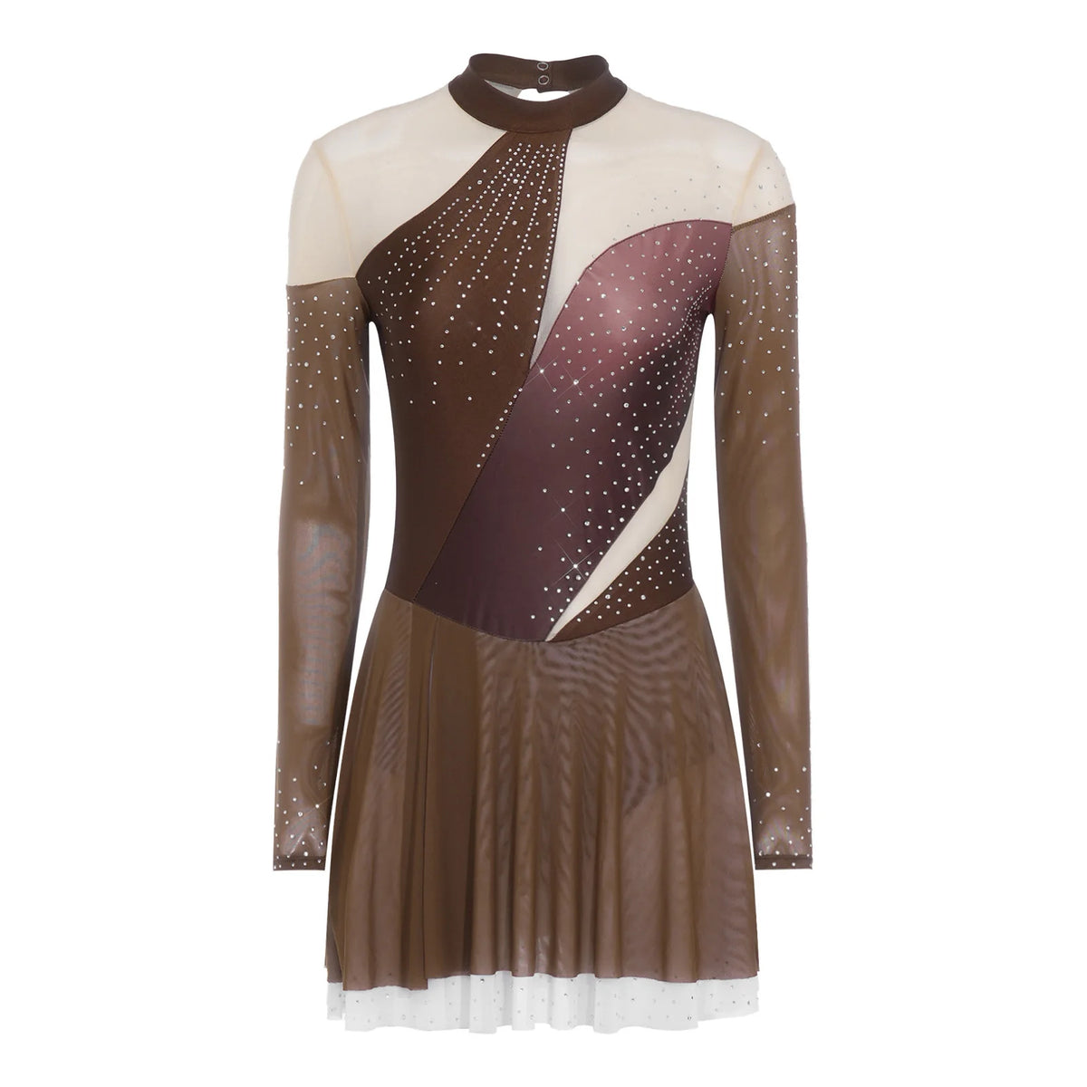 Women's Rhinestone Figure Skating Dress - Ruffled Lyrical Costume