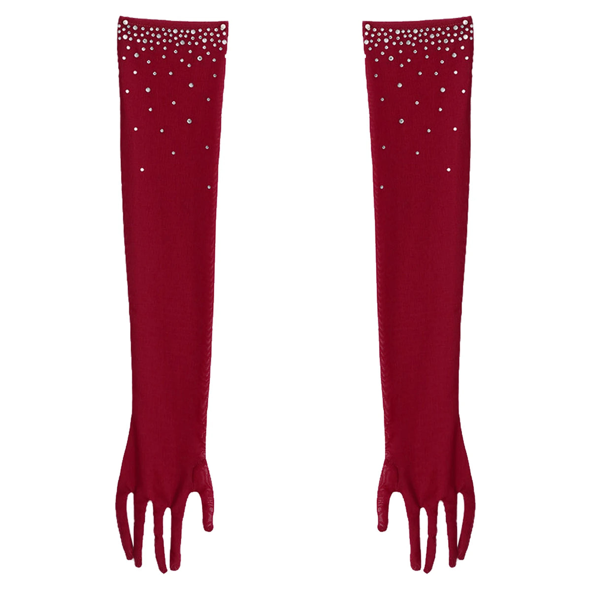 Girls Rhinestone Figure Skating Leotard - Fringe Dress with Gloves