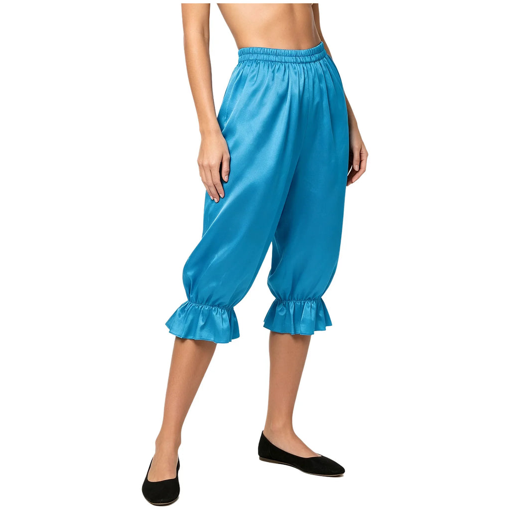 Women's Satin Renaissance Ruffle Bloomers - Cosplay Capri Pants