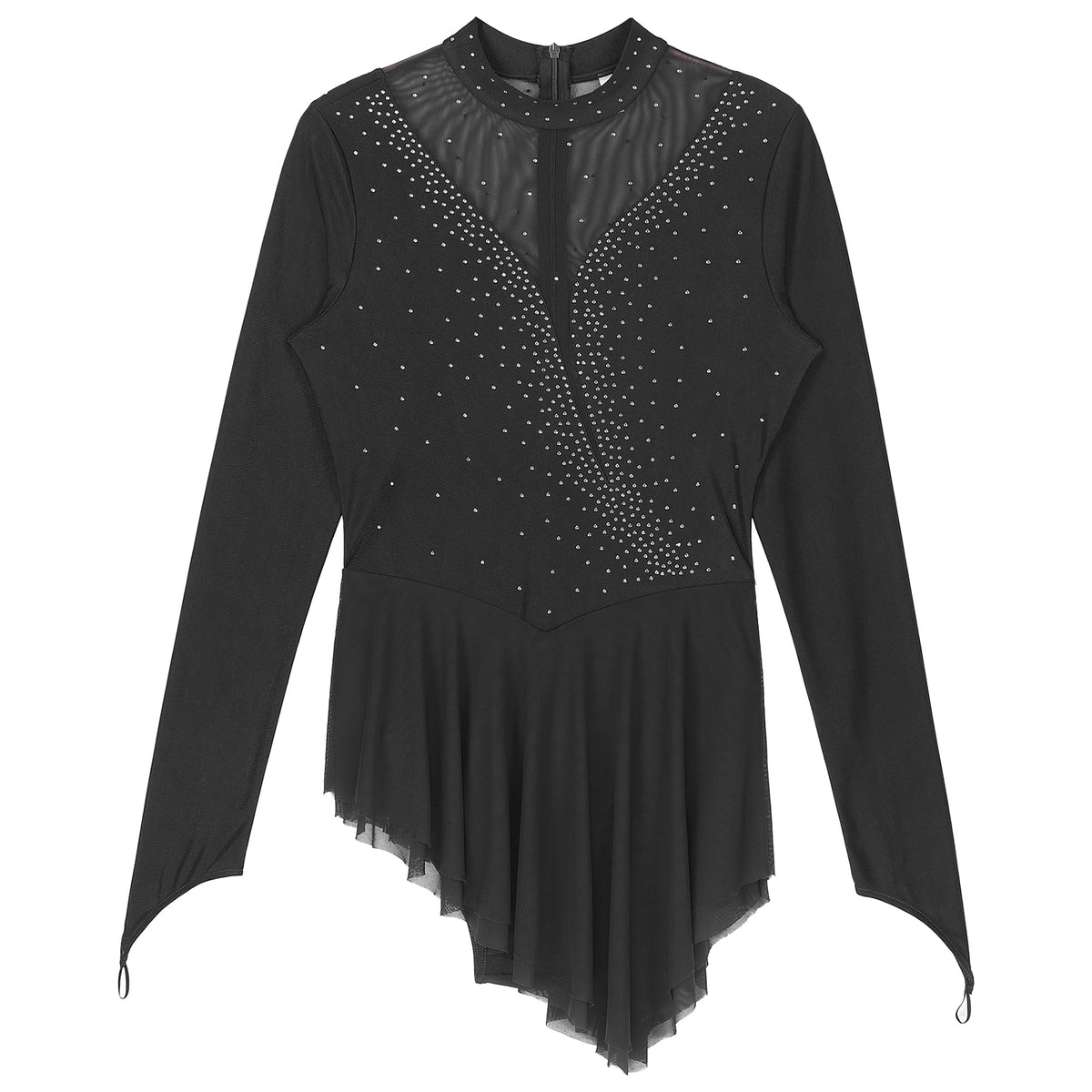 Women's Rhinestone Figure Skating Dress - Ruffled Lyrical Costume