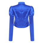 Women's Victorian Circus Ringmaster Satin Blazer - Puff Sleeve Top