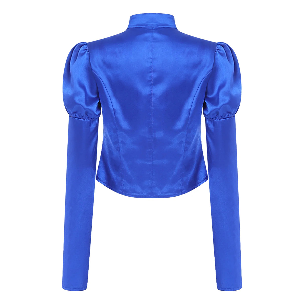 Women's Victorian Circus Ringmaster Satin Blazer - Puff Sleeve Top