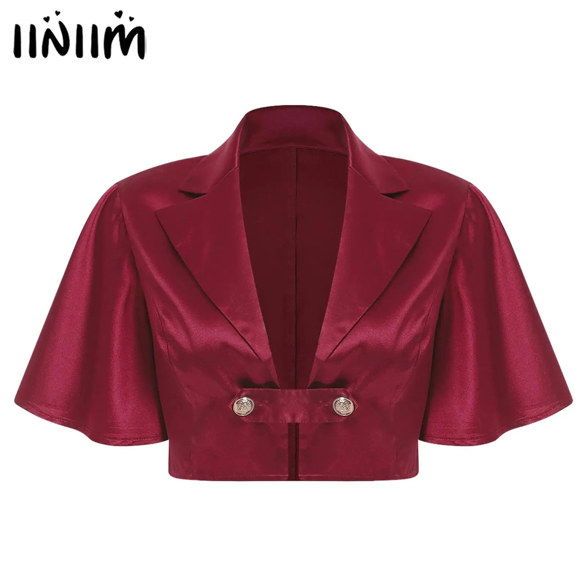 Women's Victorian Satin Cropped Blazer - Flounce Sleeve Rave Coat