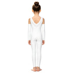 Girls' Sparkle Rhinestone Gymnastics Unitard - Ruched Mesh Jumpsuit