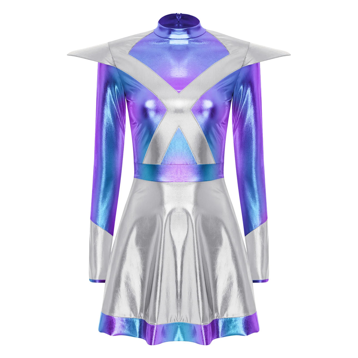 Women's Metallic Shiny Alien Astronaut Costume - Robot Dress