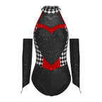 Women's Queen Clown Circus Halter Leotard with Detachable Sleeves