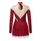 Women's Rhinestone Figure Skating Dress - Ruffled Lyrical Costume