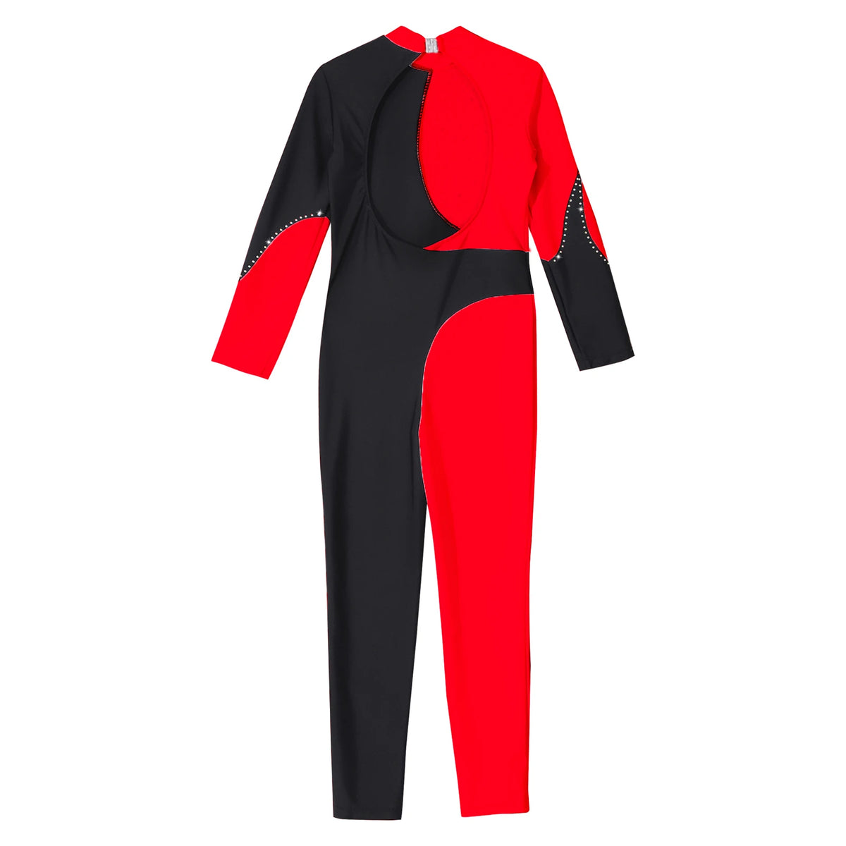 Girls Rhinestone Figure Skating Jumpsuit - Backless Gymnastic Leotard