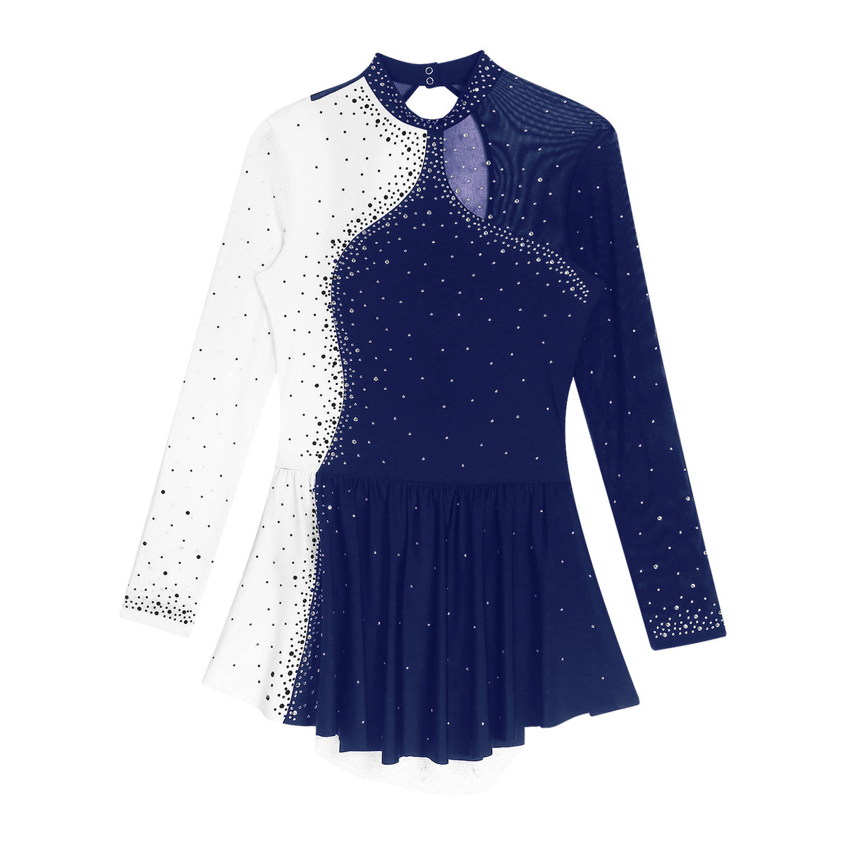 Women's Rhinestone Figure Skating Dress - Ruffled Lyrical Costume