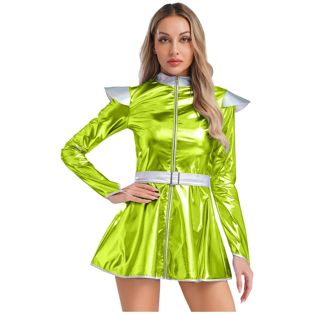 Women's Metallic Astronaut Cadet Dress - Alien Cosplay Costume