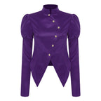 Women's Victorian Circus Ringmaster Satin Blazer - Puff Sleeve Top