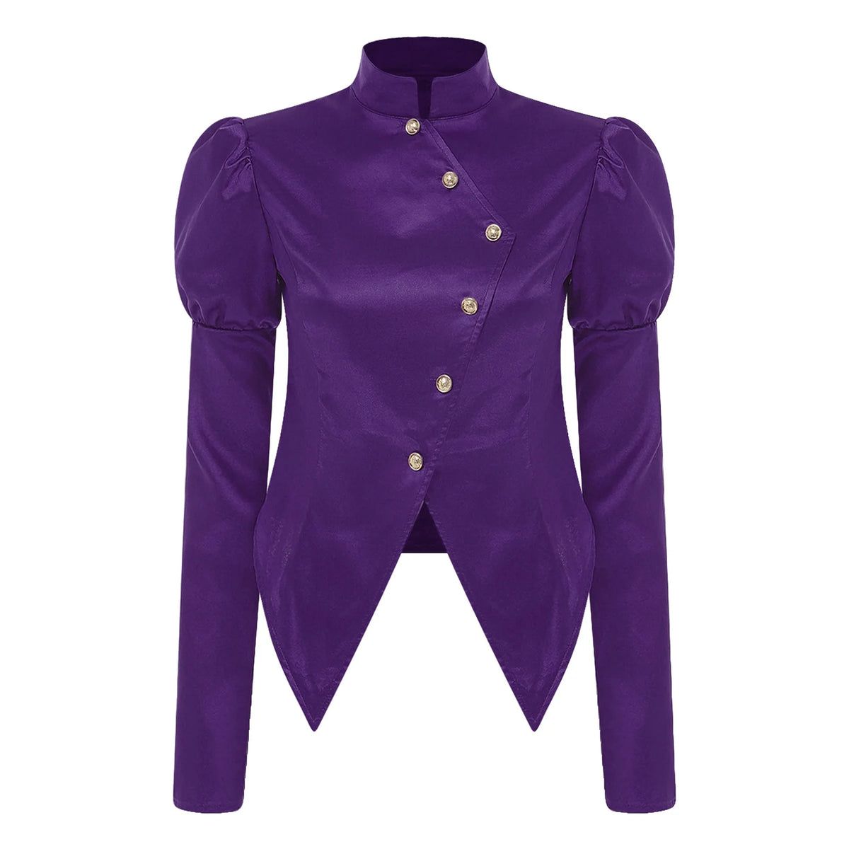 Women's Victorian Circus Ringmaster Satin Blazer - Puff Sleeve Top