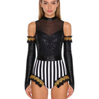 Circus Ringmaster Metallic Leotard - Lion Tamer Cosplay Set