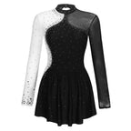 Women's Rhinestone Figure Skating Dress - Ruffled Lyrical Costume