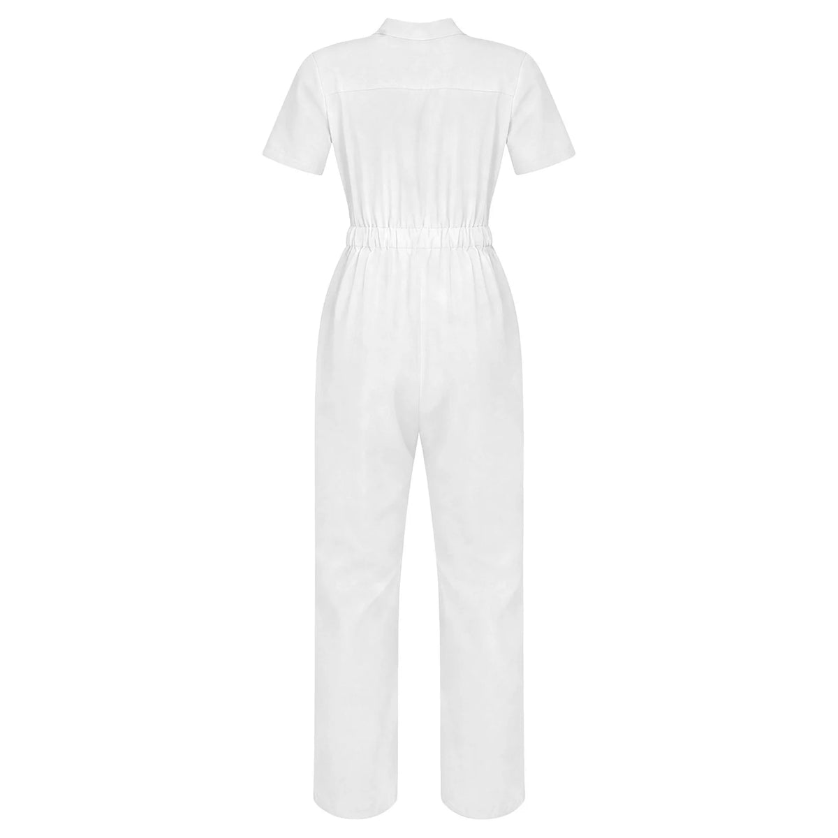 Women's Professional Scrub Jumpsuit - V-Neck Multi-Pocket Uniform