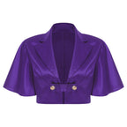Women's Victorian Satin Cropped Blazer - Flounce Sleeve Rave Coat