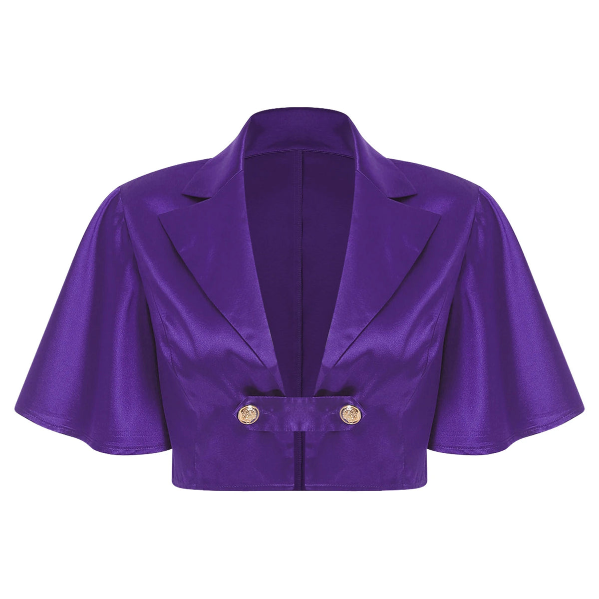 Women's Victorian Satin Cropped Blazer - Flounce Sleeve Rave Coat