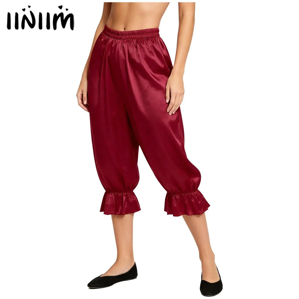 Women's Satin Renaissance Ruffle Bloomers - Cosplay Capri Pants