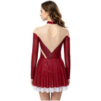 Women's Rhinestone Figure Skating Dress - Ruffled Lyrical Costume