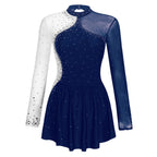 Women's Rhinestone Figure Skating Dress - Ruffled Lyrical Costume