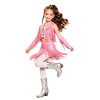 Girls Cowgirl Fringe Dance Costume - Sequined Tops & Skirt Set