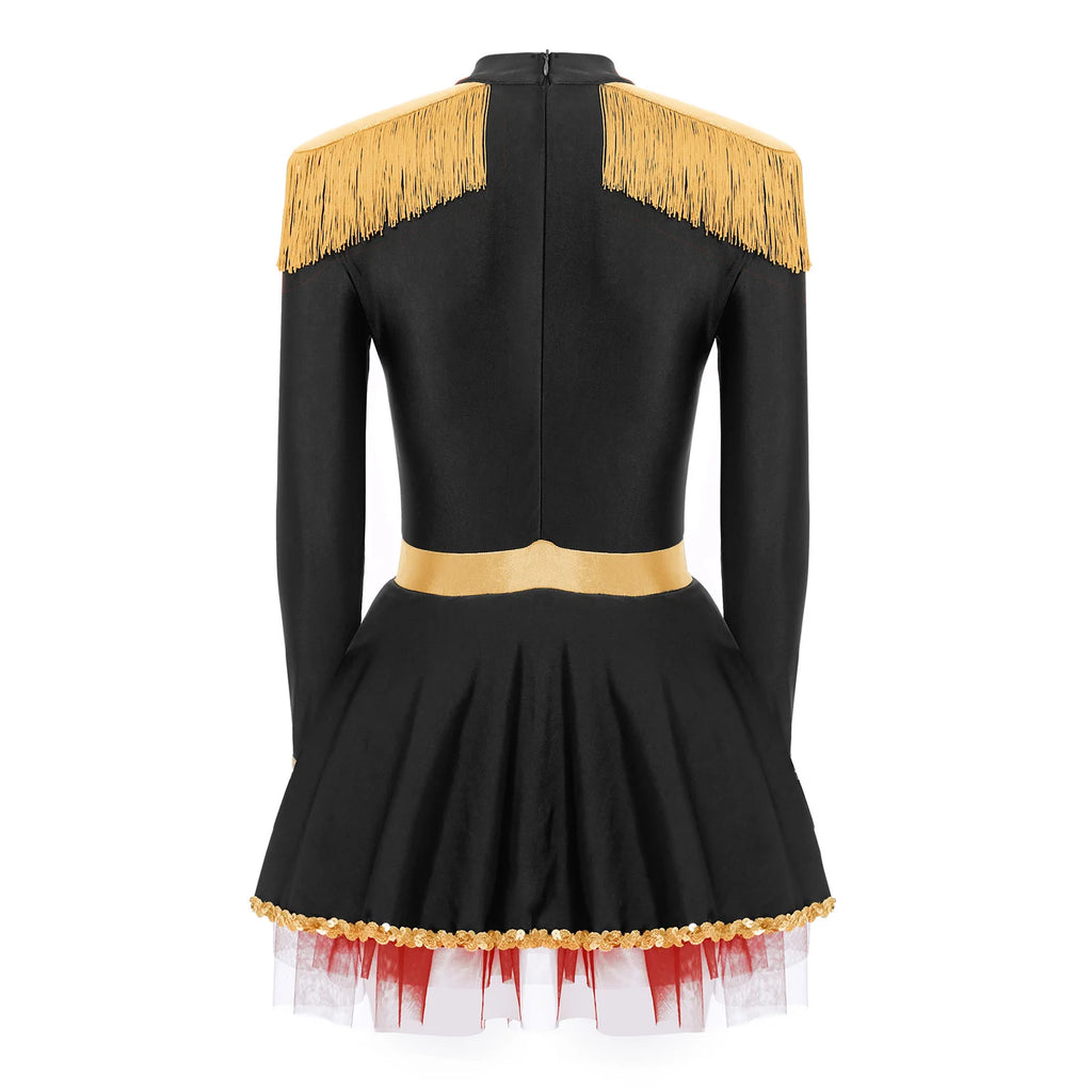 Circus Ringmaster Sequined Bodysuit - Fringe Shoulder Costume Dress