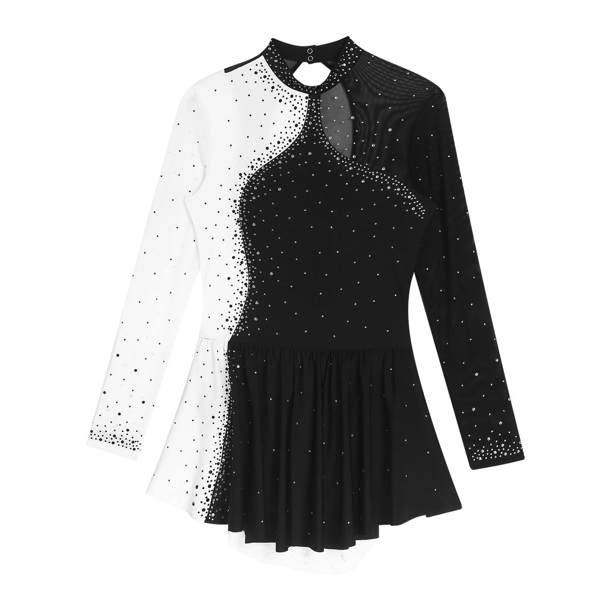 Women's Rhinestone Figure Skating Dress - Ruffled Lyrical Costume