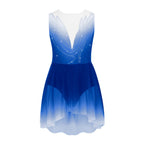 Girls Gradient Rhinestone Figure Skating Ballet Tutu Dress