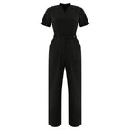 Women's Professional Scrub Jumpsuit - V-Neck Multi-Pocket Uniform