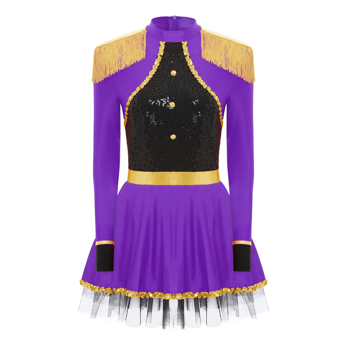 Circus Ringmaster Sequined Bodysuit - Fringe Shoulder Costume Dress