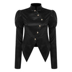 Women's Victorian Circus Ringmaster Satin Blazer - Puff Sleeve Top
