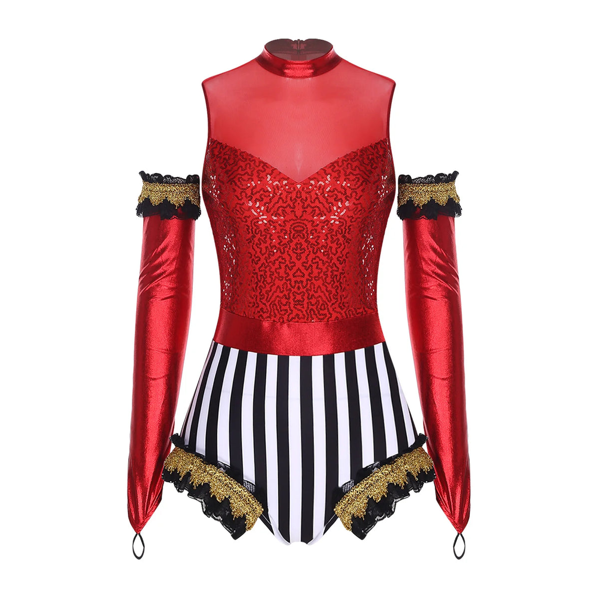Circus Ringmaster Metallic Leotard - Lion Tamer Cosplay Set